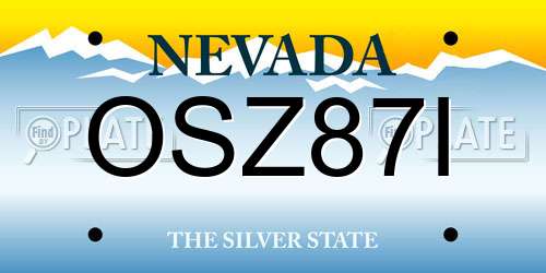 OSZ87I Nevada License Plate