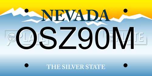 OSZ90M Nevada License Plate