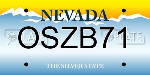 OSZB71 Nevada License Plate