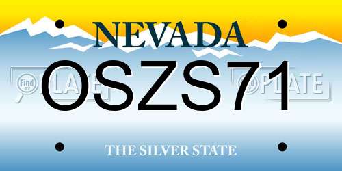 OSZS71 Nevada License Plate