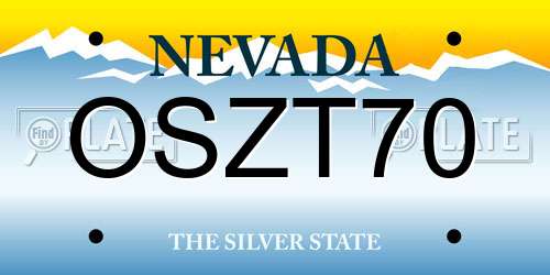 OSZT70 Nevada License Plate