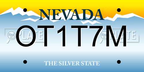OT1T7M Nevada License Plate