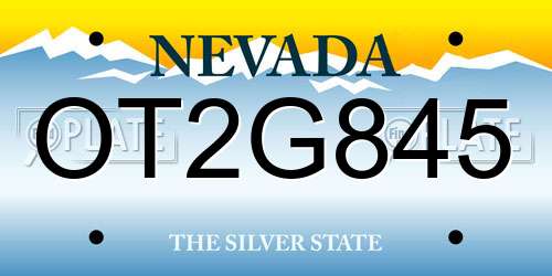 OT2G845 Nevada License Plate