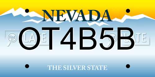 OT4B5B Nevada License Plate
