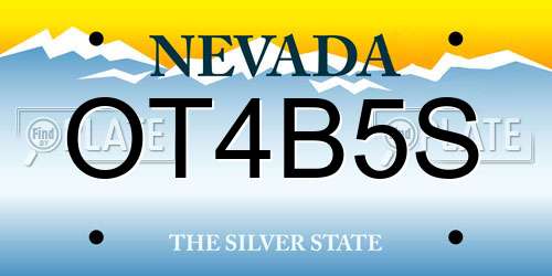 OT4B5S Nevada License Plate