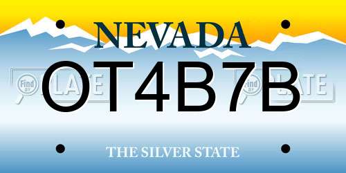 OT4B7B Nevada License Plate