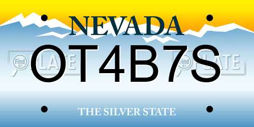 OT4B7S Nevada License Plate