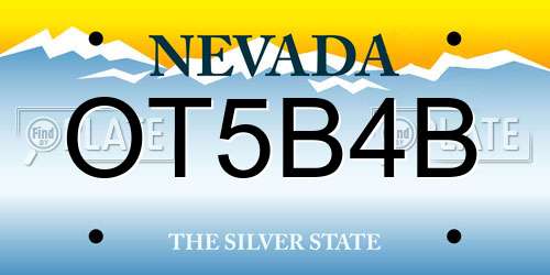 OT5B4B Nevada License Plate