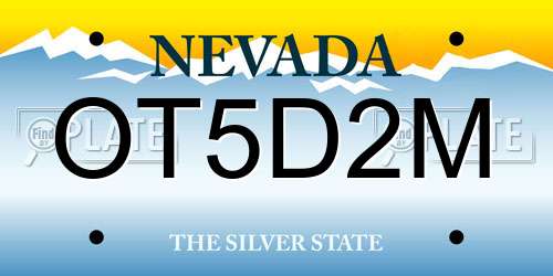 OT5D2M Nevada License Plate