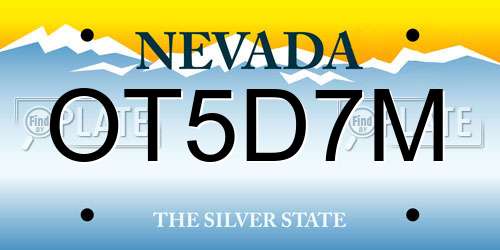OT5D7M Nevada License Plate