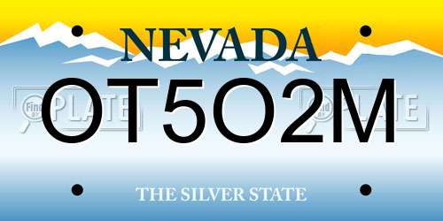 OT5O2M Nevada License Plate