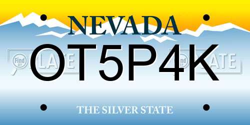 OT5P4K Nevada License Plate