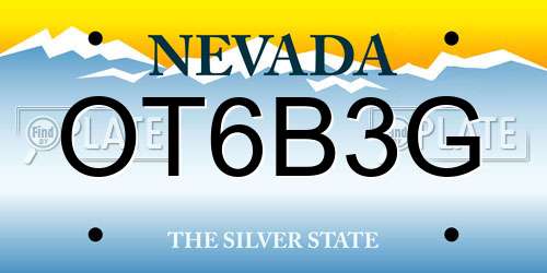 OT6B3G Nevada License Plate