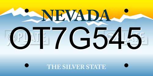 OT7G545 Nevada License Plate