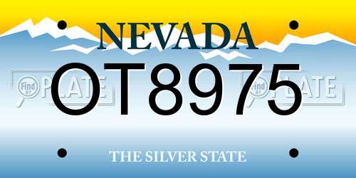 OT8975 Nevada License Plate