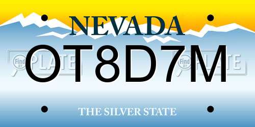 OT8D7M Nevada License Plate