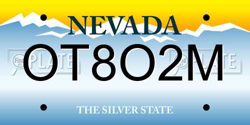 OT8O2M Nevada License Plate