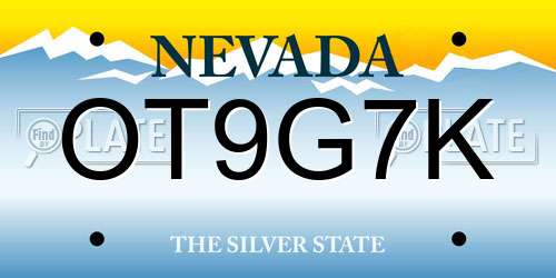 OT9G7K Nevada License Plate