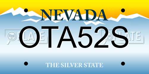 OTA52S Nevada License Plate