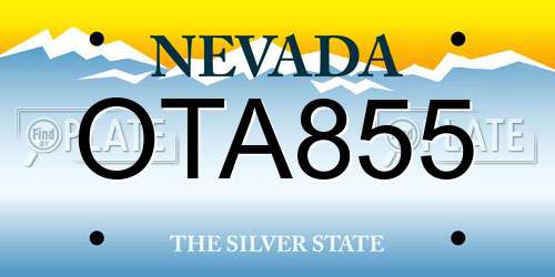 OTA855 Nevada License Plate