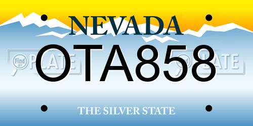 OTA858 Nevada License Plate