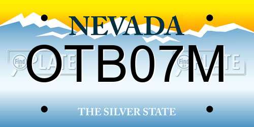OTB07M Nevada License Plate