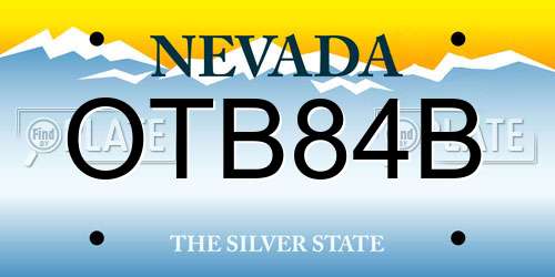 OTB84B Nevada License Plate