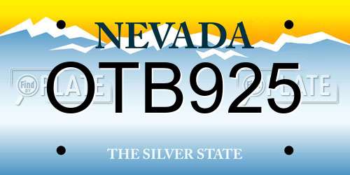 OTB925 Nevada License Plate