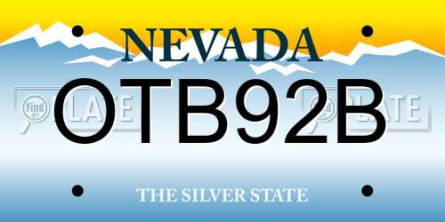 OTB92B Nevada License Plate