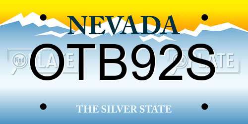 OTB92S Nevada License Plate