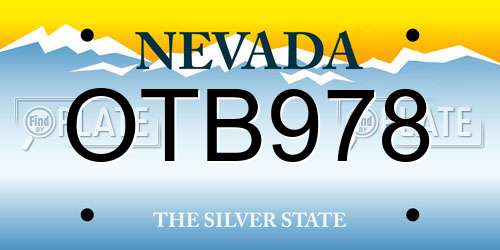 OTB978 Nevada License Plate