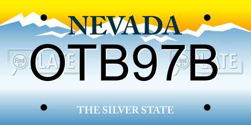 OTB97B Nevada License Plate