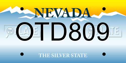 OTD809 Nevada License Plate