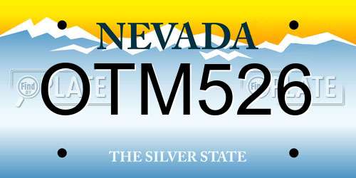 OTM526 Nevada License Plate