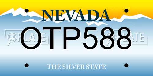 OTP588 Nevada License Plate
