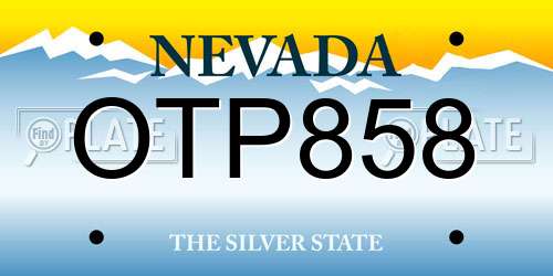 OTP858 Nevada License Plate