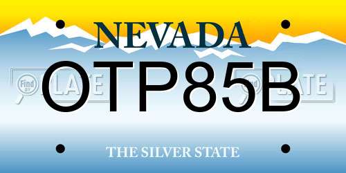 OTP85B Nevada License Plate