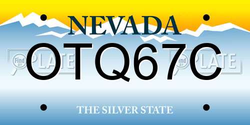 OTQ67C Nevada License Plate