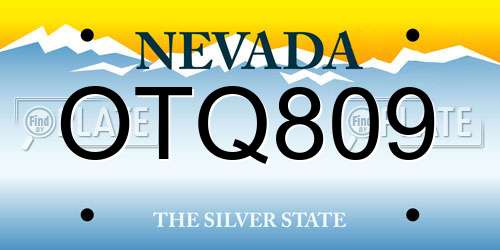 OTQ809 Nevada License Plate