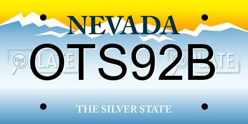 OTS92B Nevada License Plate