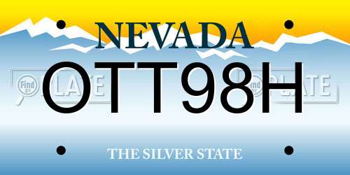 OTT98H Nevada License Plate