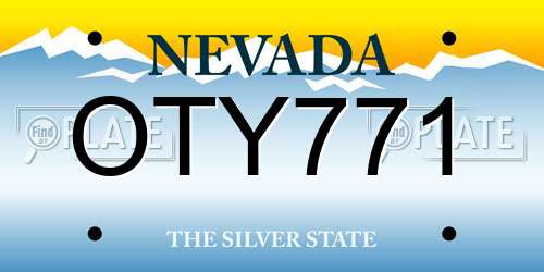OTY771 Nevada License Plate