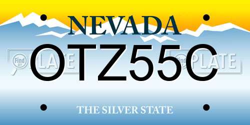 OTZ55C Nevada License Plate