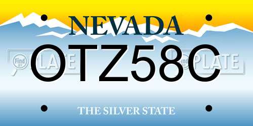 OTZ58C Nevada License Plate