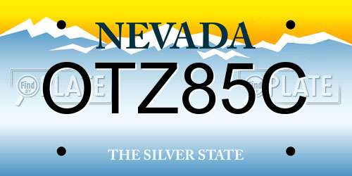 OTZ85C Nevada License Plate