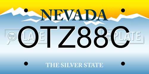 OTZ88C Nevada License Plate