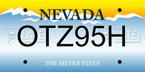 OTZ95H Nevada License Plate