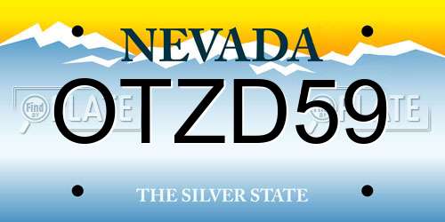 OTZD59 Nevada License Plate