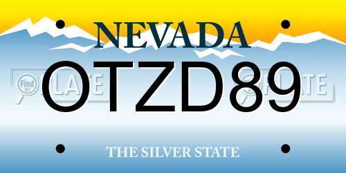 OTZD89 Nevada License Plate
