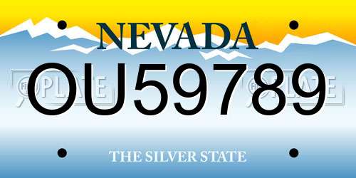 OU59789 Nevada License Plate